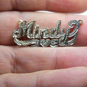 14k Gold Double Name Plate MINDY Hand Made